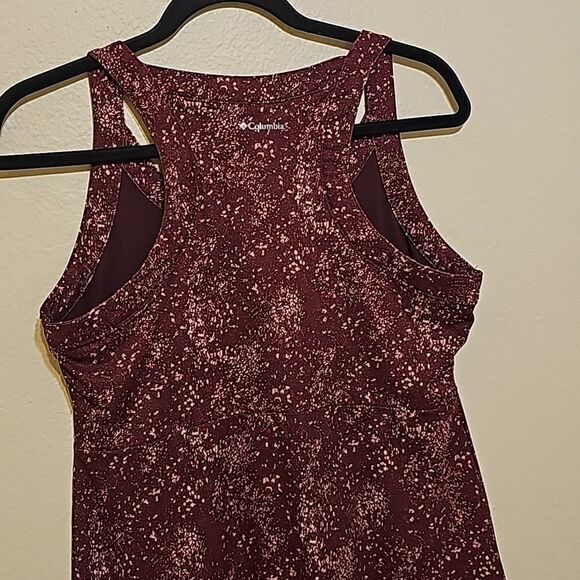 COLUMBIA WOMEN'S BURGUNDY PRINTED SLEEVELESS COLD BAY DRESS S - Picture 4 of 9